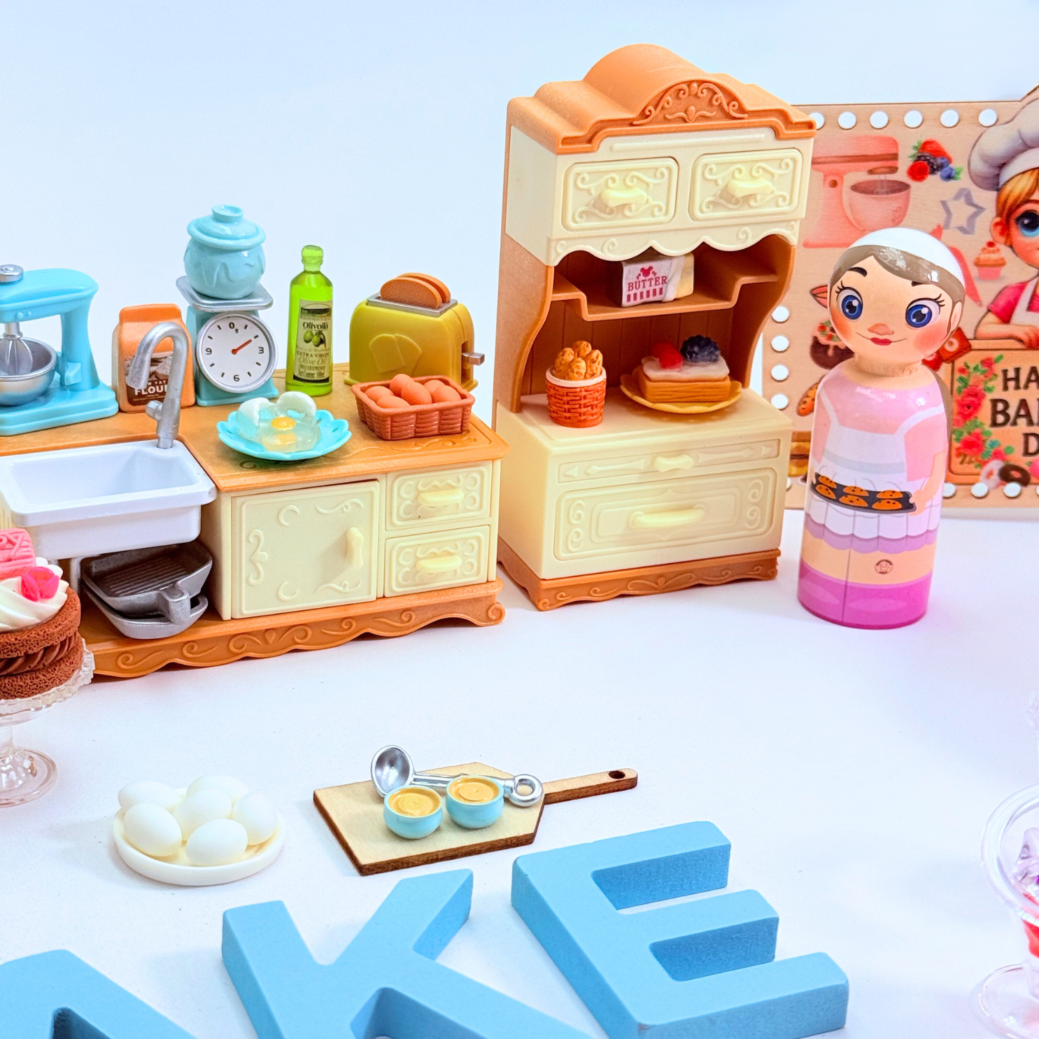 Dollhouse miniature kitchen set