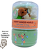 Toy with plush bear inside a transparent container labeled &