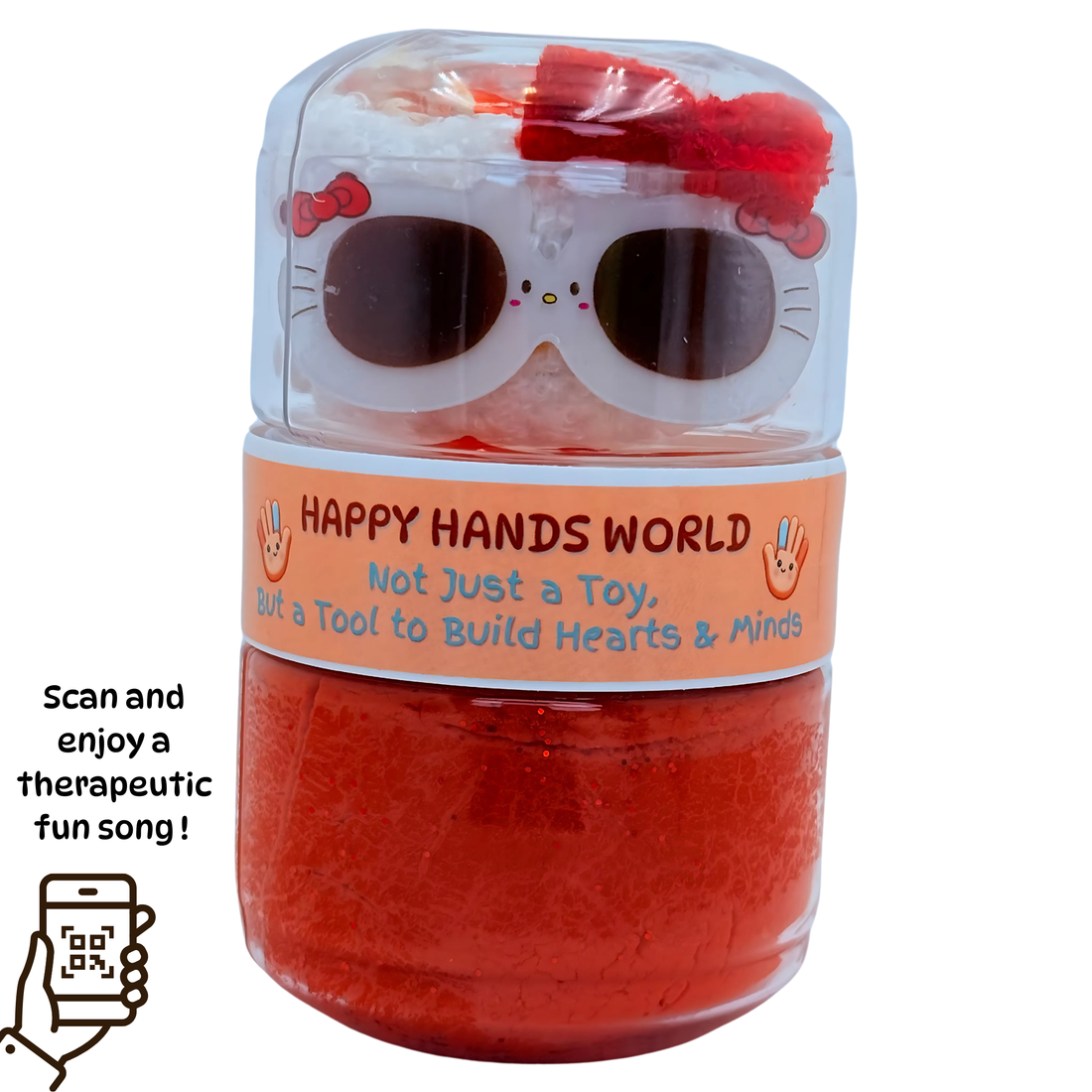 Red toy with sunglasses