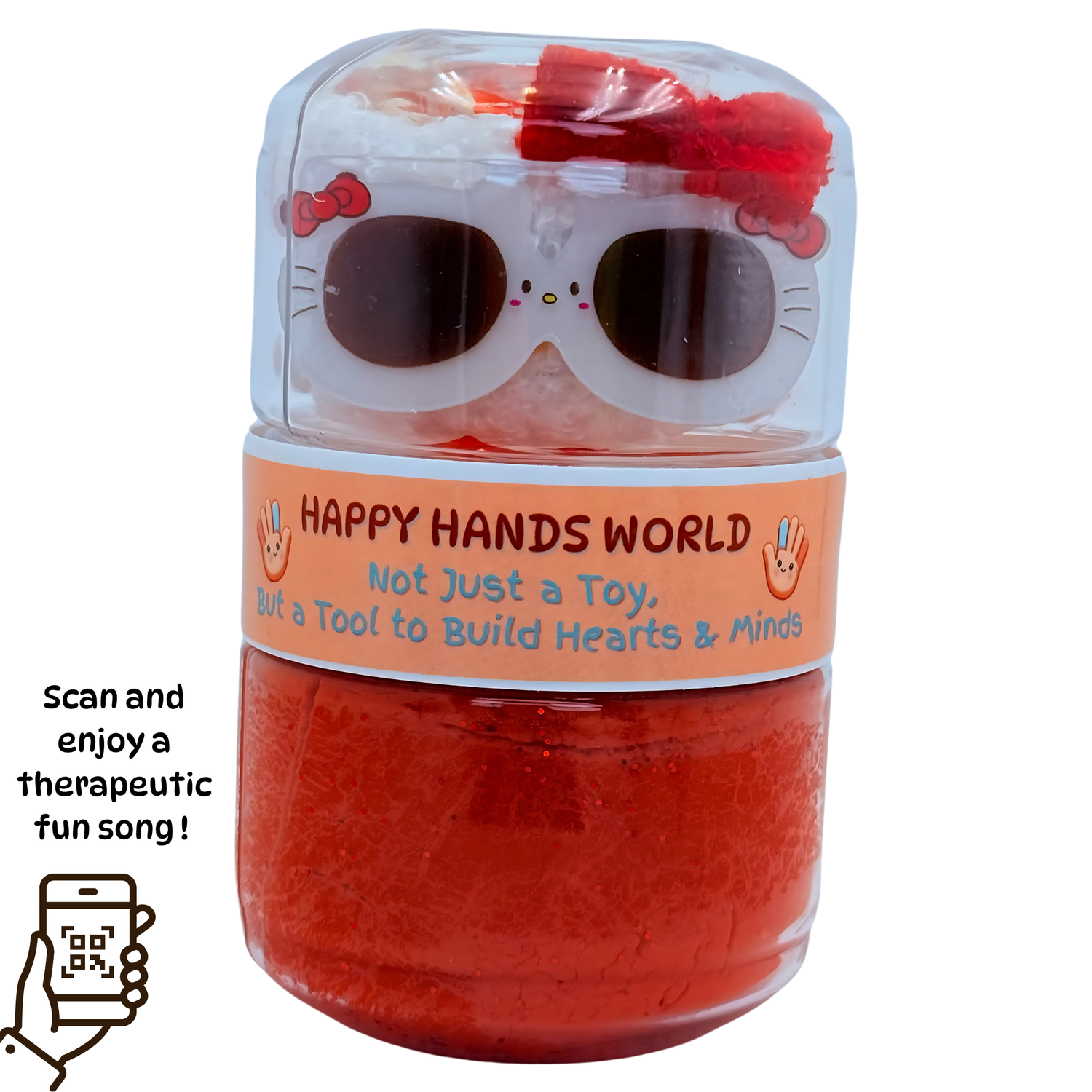 Red toy with sunglasses