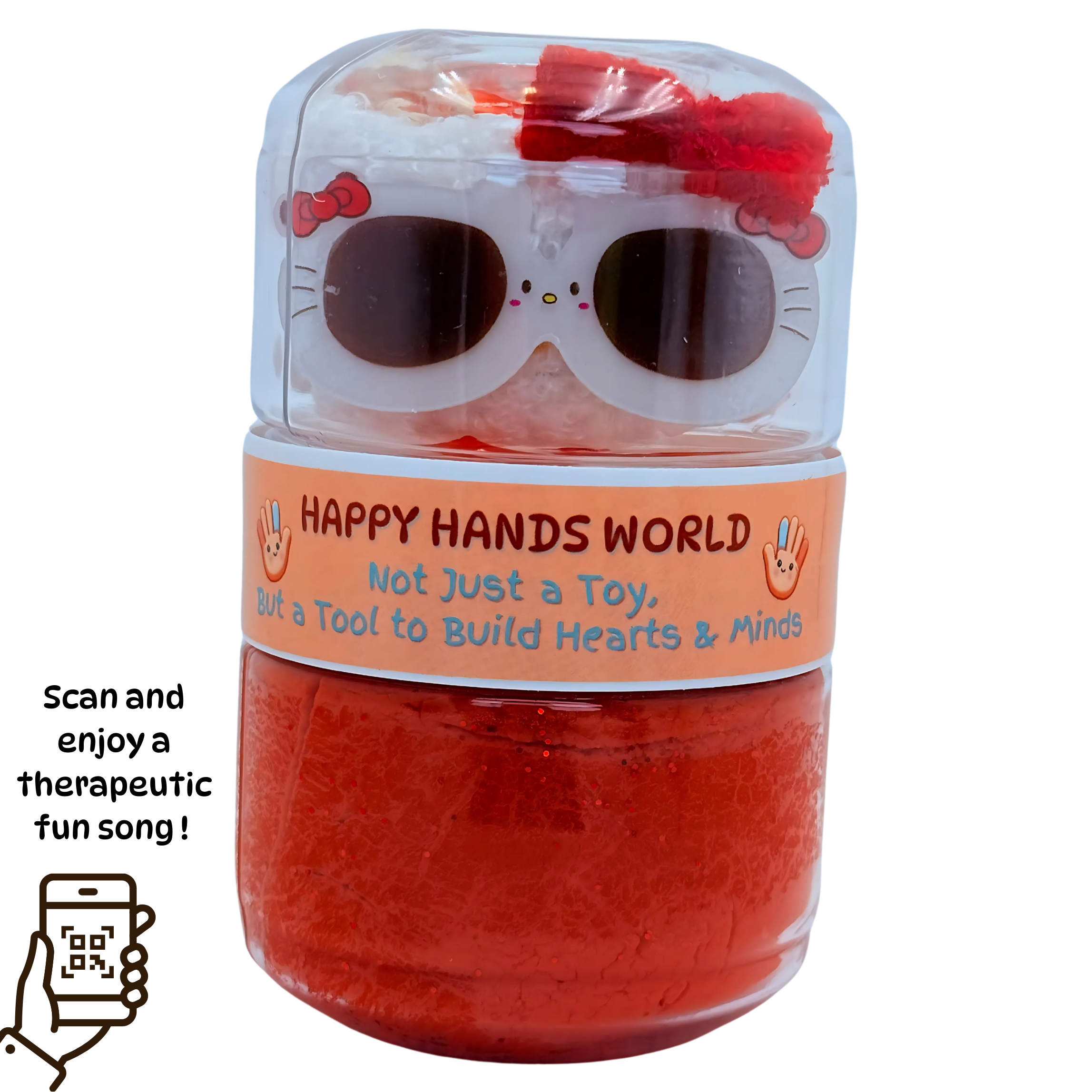 Red toy with sunglasses