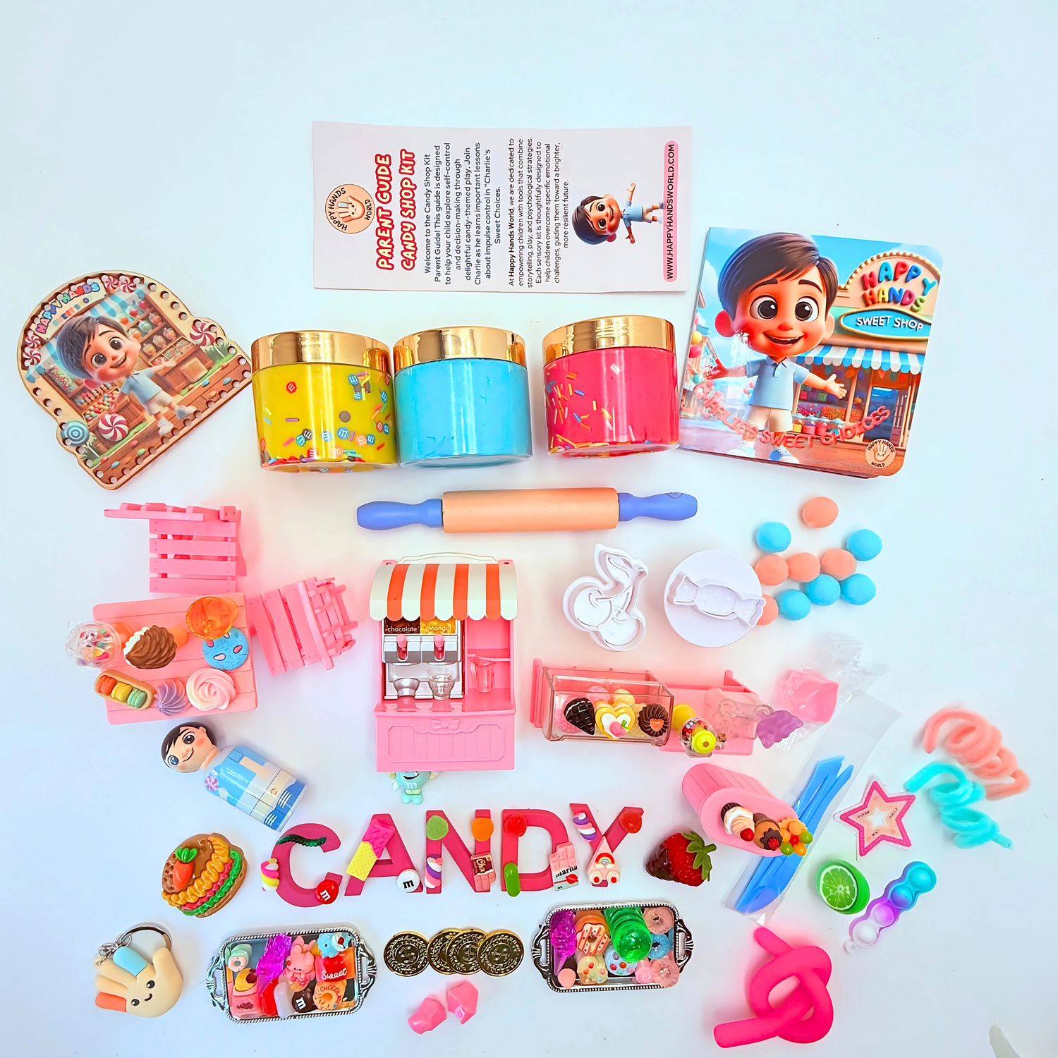 Assorted toy kitchen set with colorful items