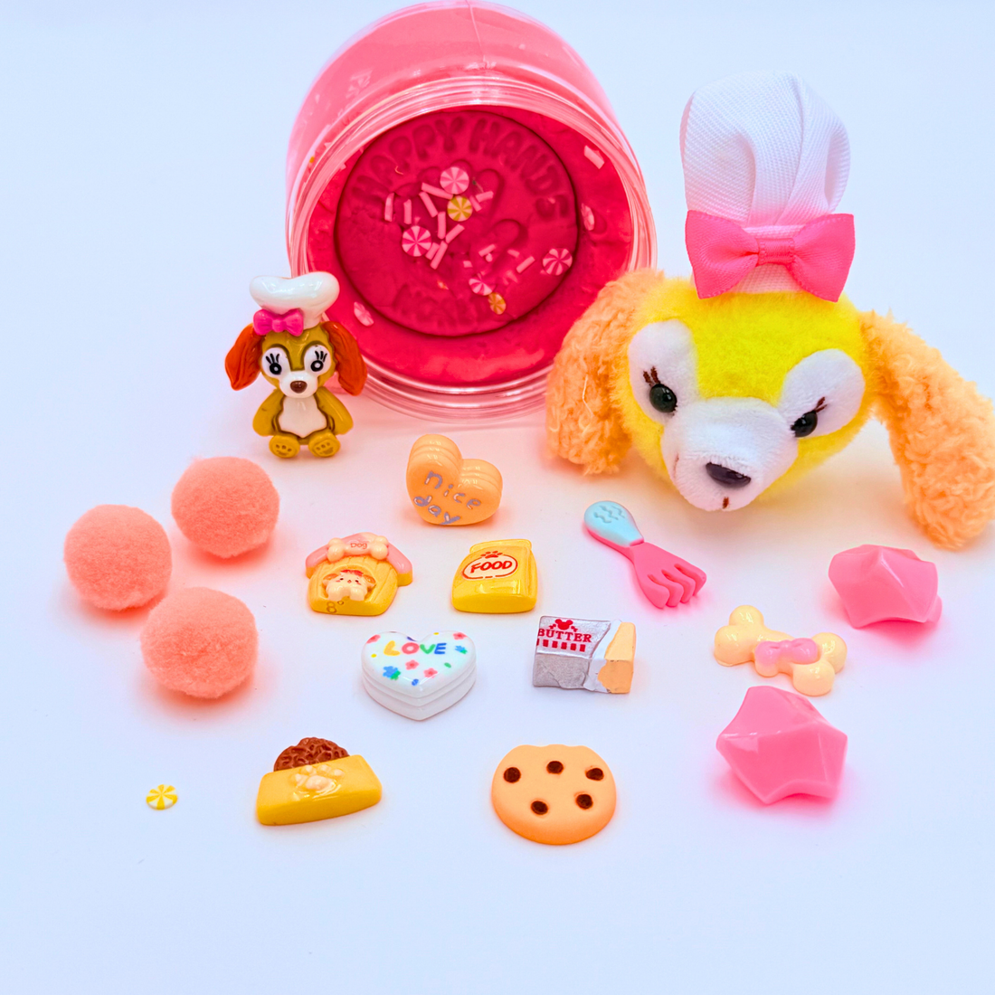 Set of colorful dog-themed erasers