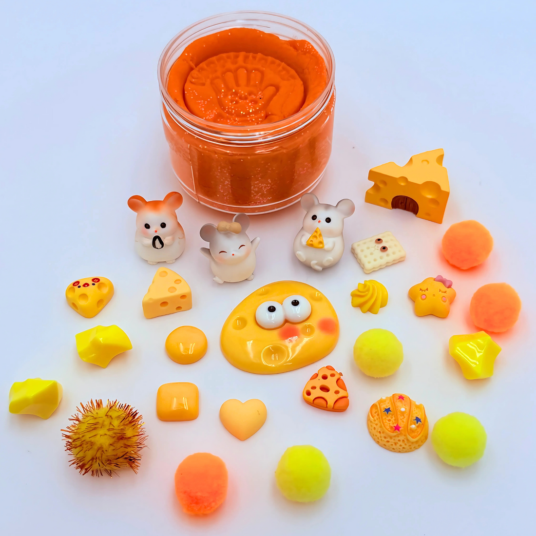 Collection of orange and yellow toys