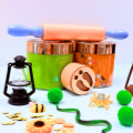 Colorful play dough with tools