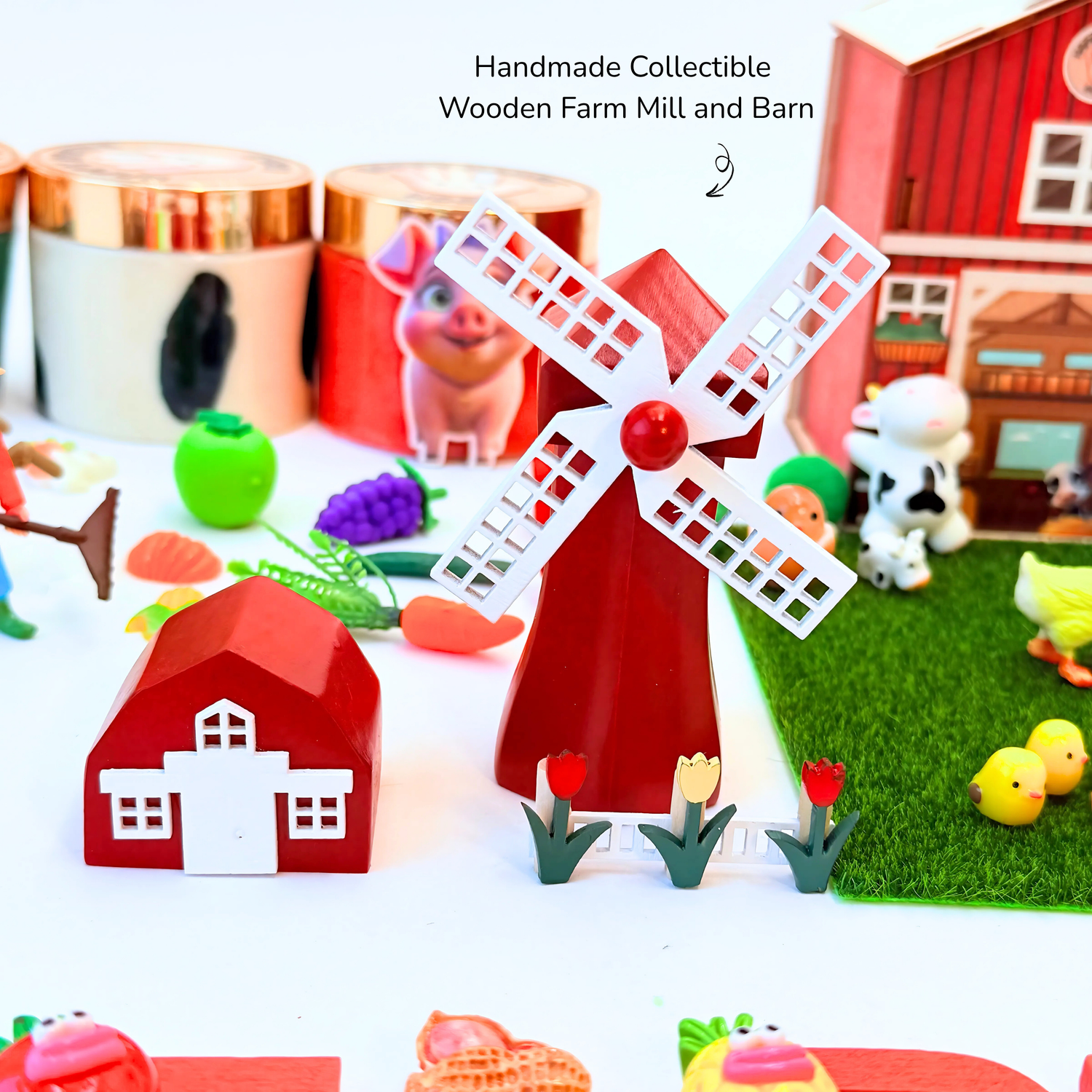 Handmade collectible wooden farm