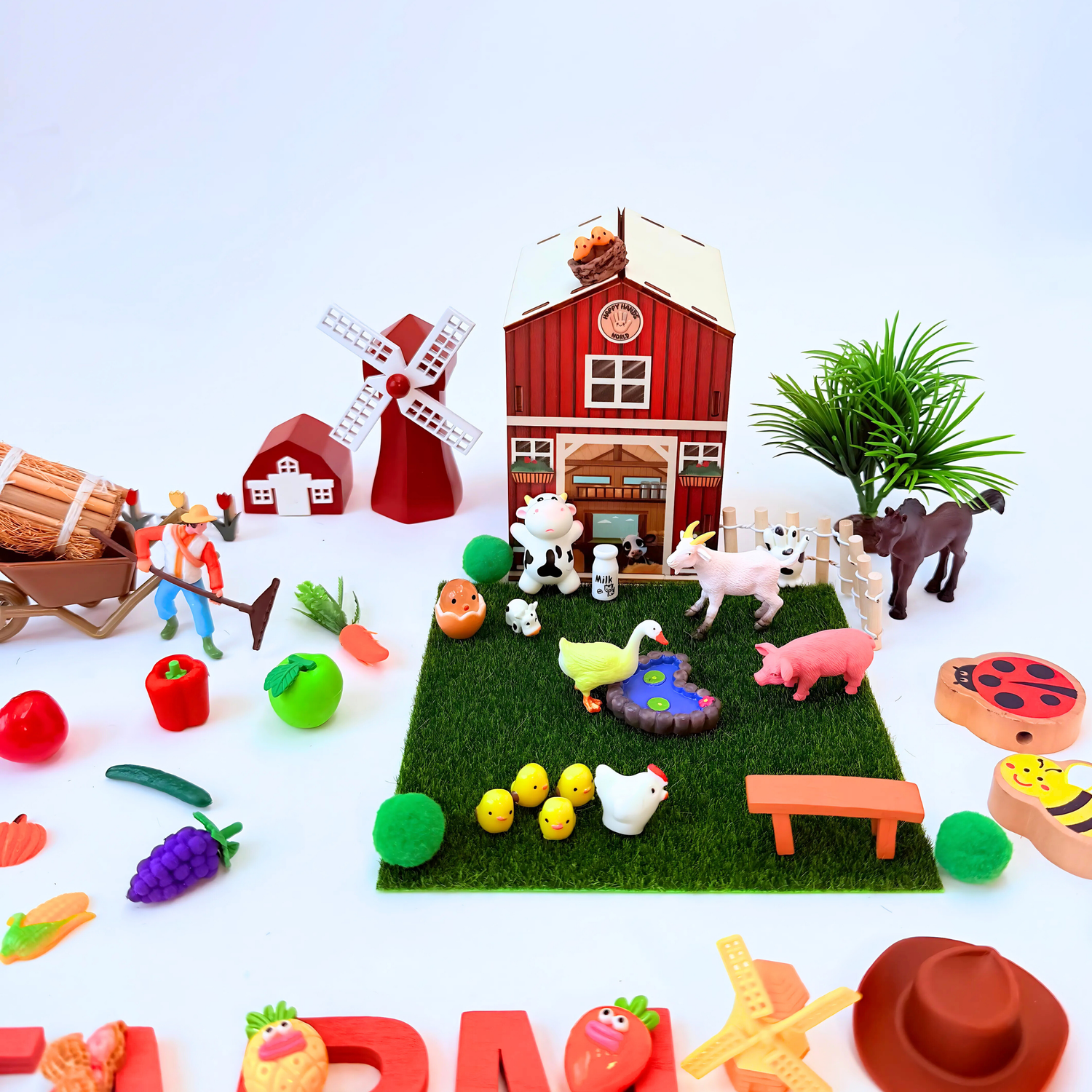 Miniature farm set with barn