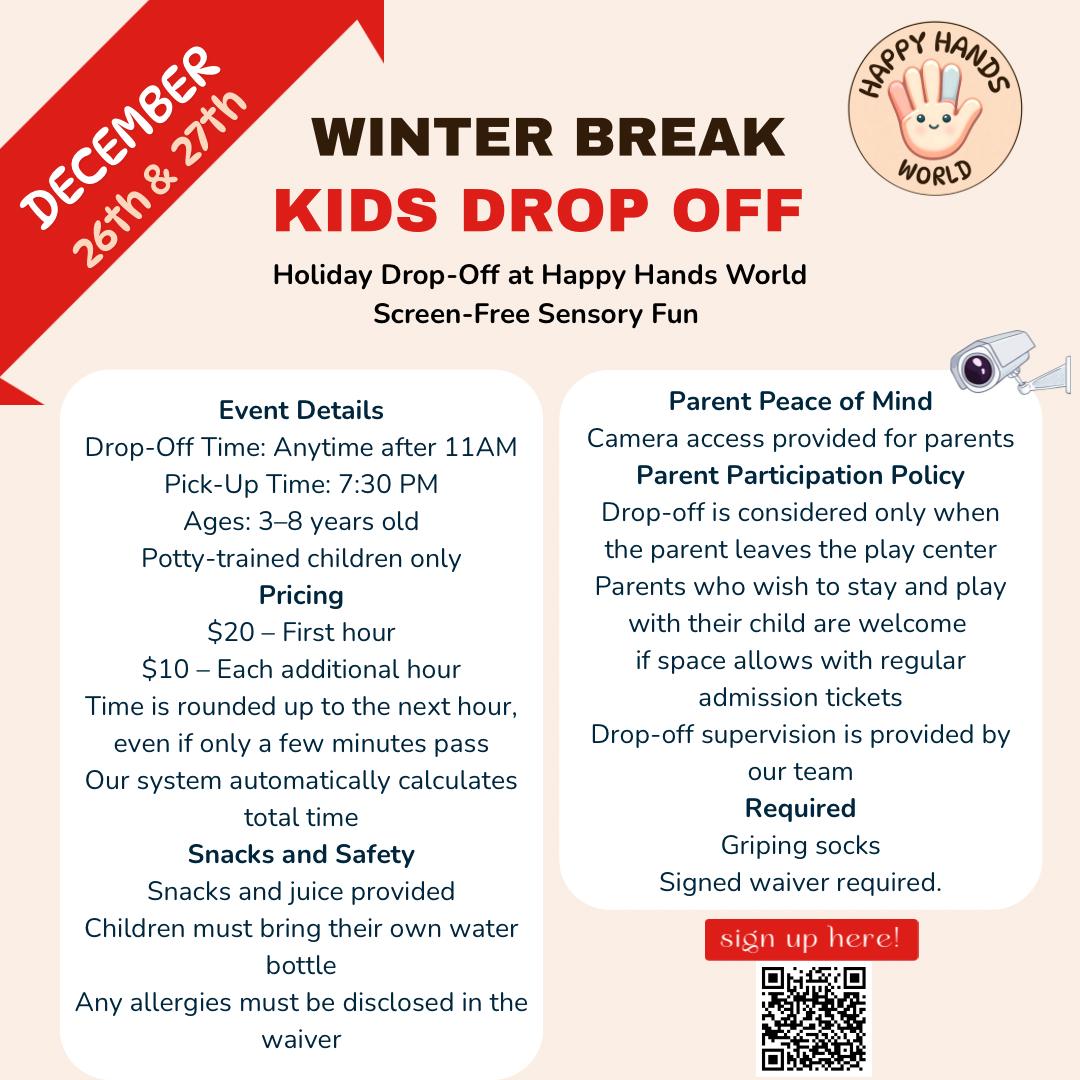 Advertisement for Winter Break Kids Drop Off