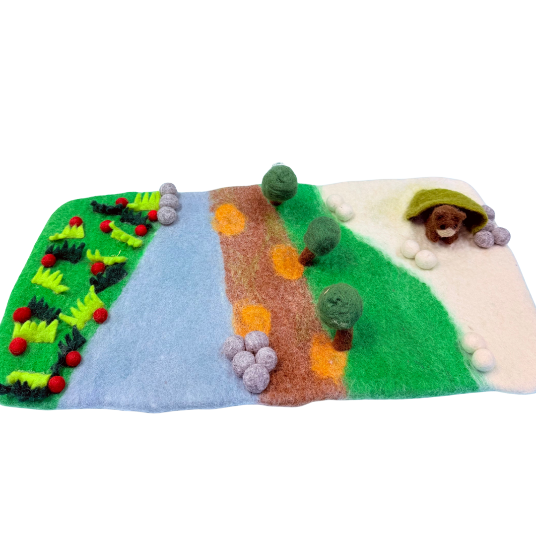 Handmade felt bear playscape