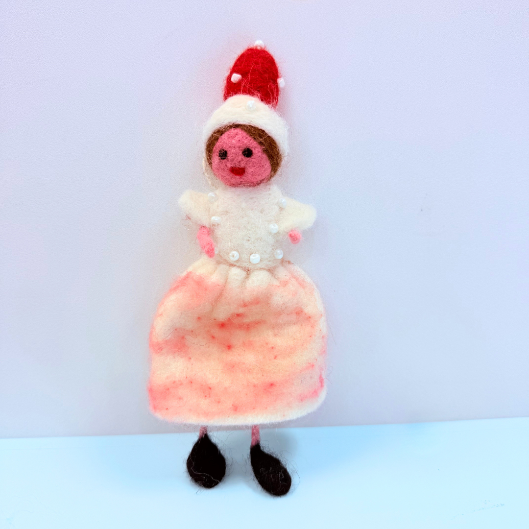 Handmade felt doll ornament