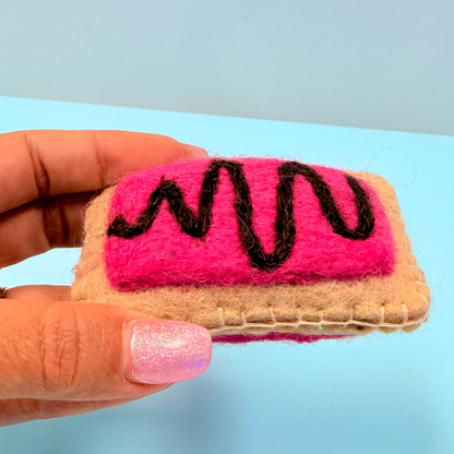 felt biscuit with pink top and beige bottom