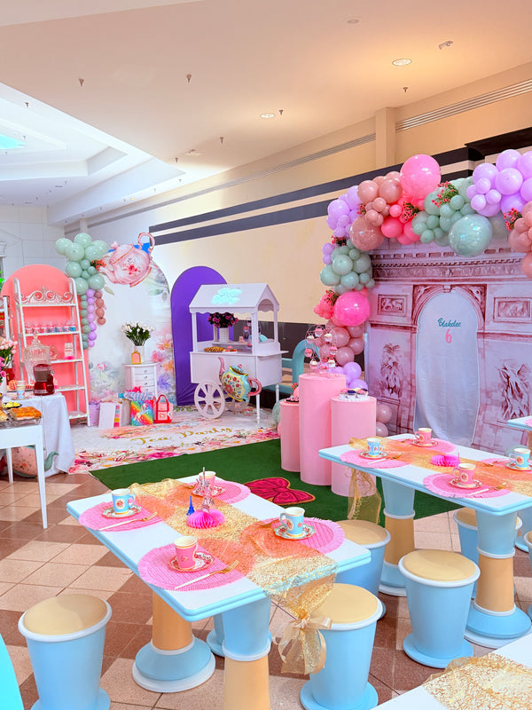 Children's play area with colorful furniture and decorations