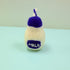 Knitted milk bottle toy with purple