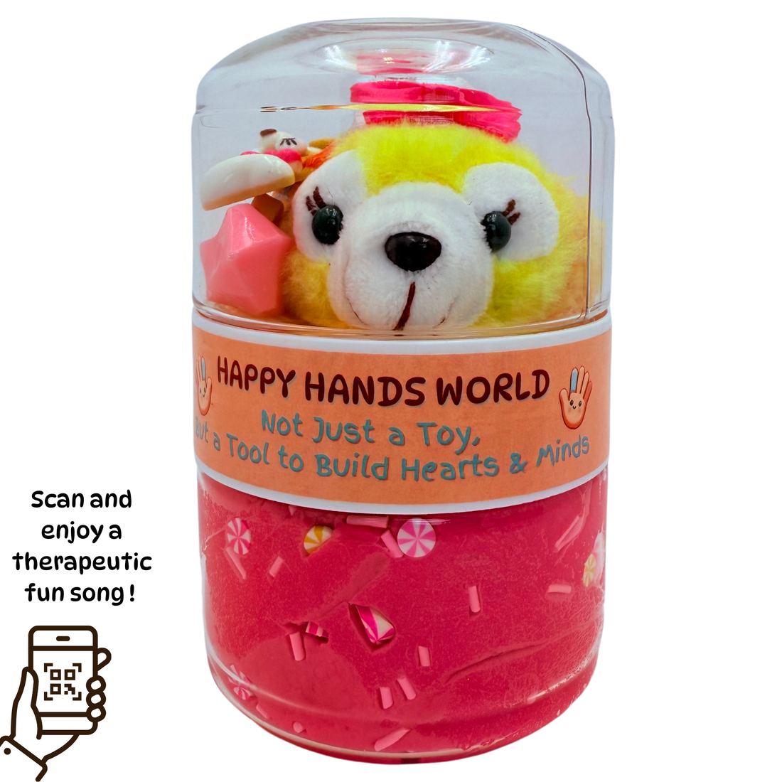 Plush toy bear in a clear tube