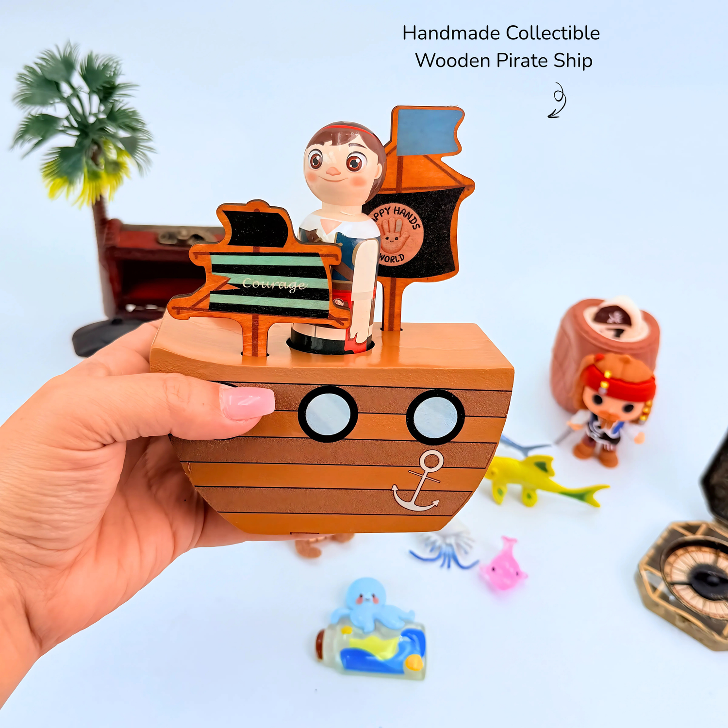 Wooden pirate ship toy