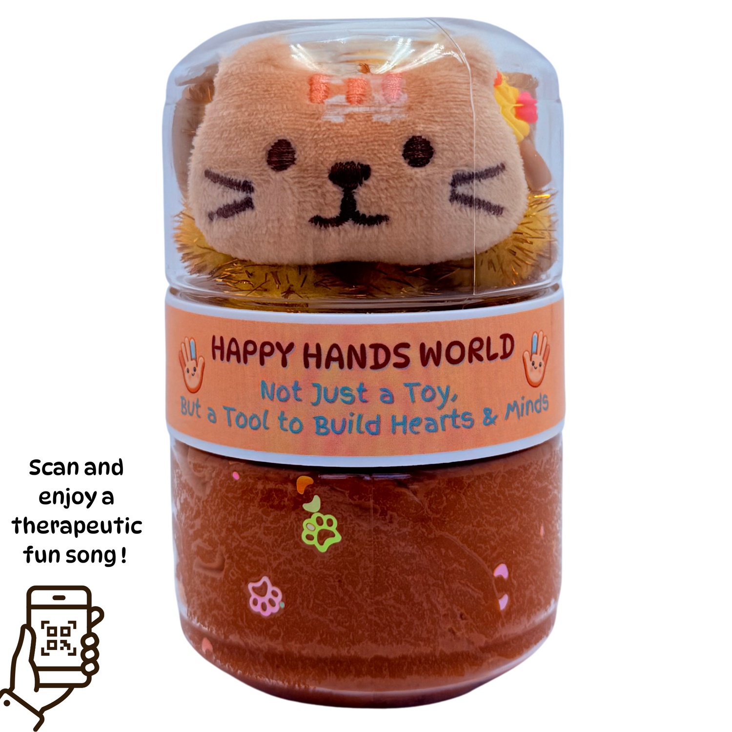 Plush toy with a clear container
